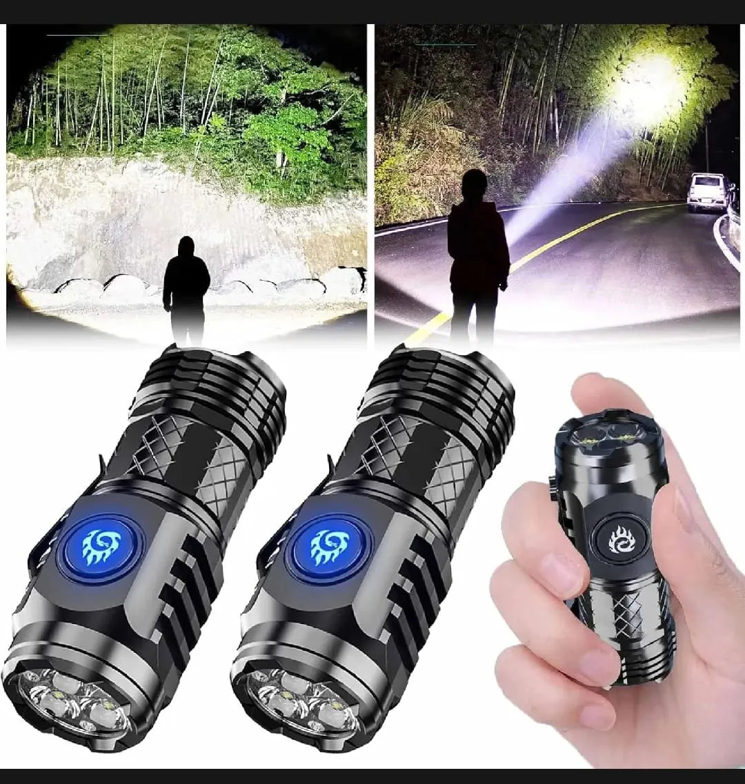 Ultra Powerful Flashlight 3 Core LED Mini Tactical Flashlight Rechargeable